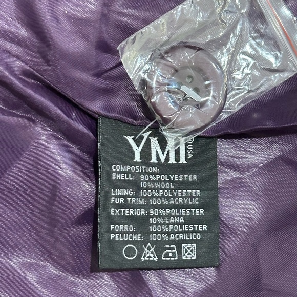 YMI Wool Blend Hooded Purple Coat SZ Small - Picture 10 of 13
